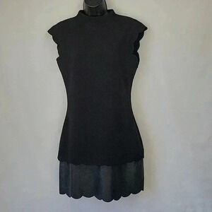 Ted Baker London Leather Trim Shift Dress Black Size 1
